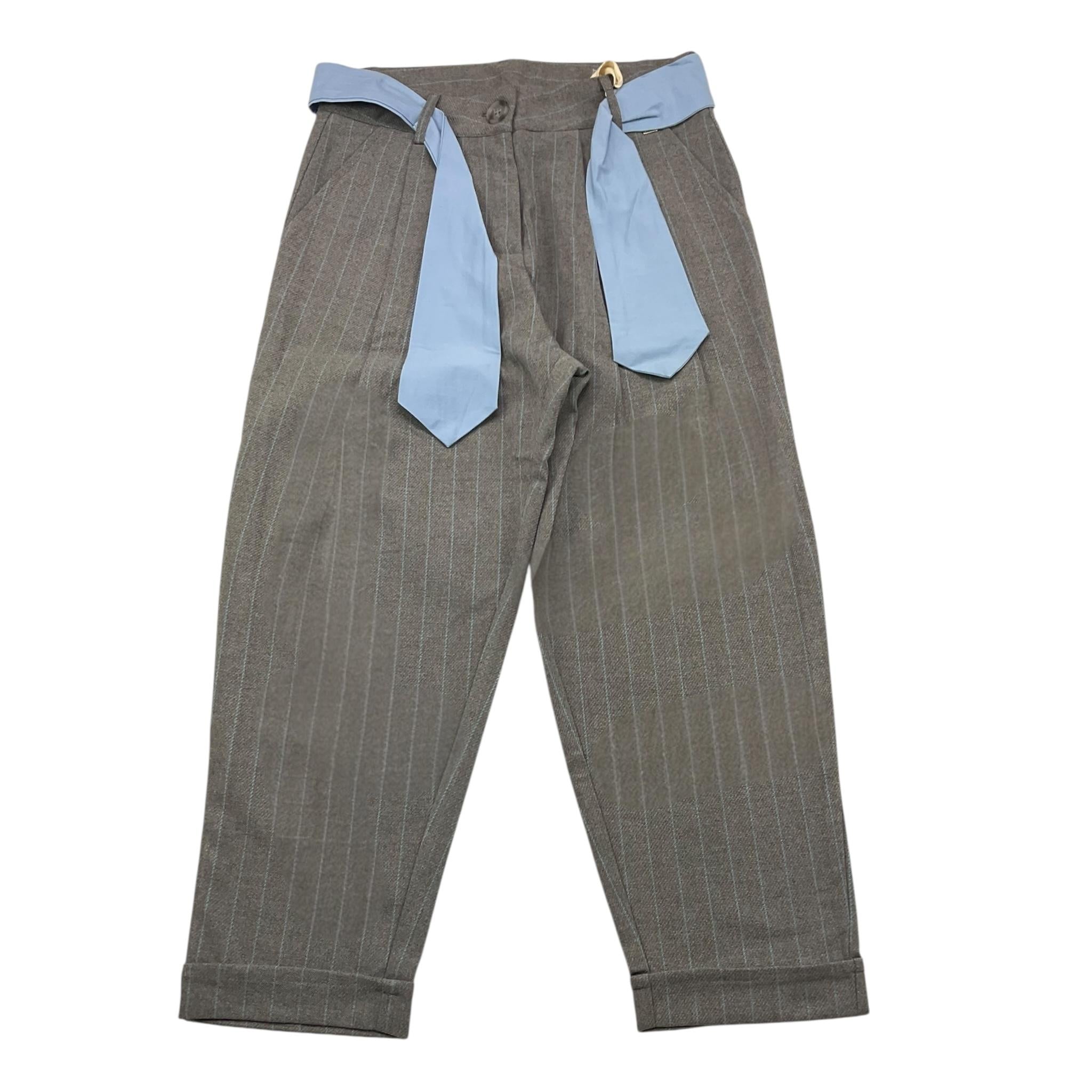MANILA GRACE pantalone tinta unita con cintura fantasia a righe Grigio per Bambina MFJF24P140 GRIGIO MANILA GRACE 