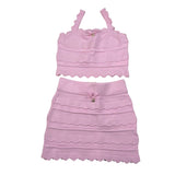 Elisabetta Franchi Completo 2 Pezzi Gonna Tinta Unita con Ricami-Top per Bambina EFCM015X ROSA ELISABETTA FRANCHI 