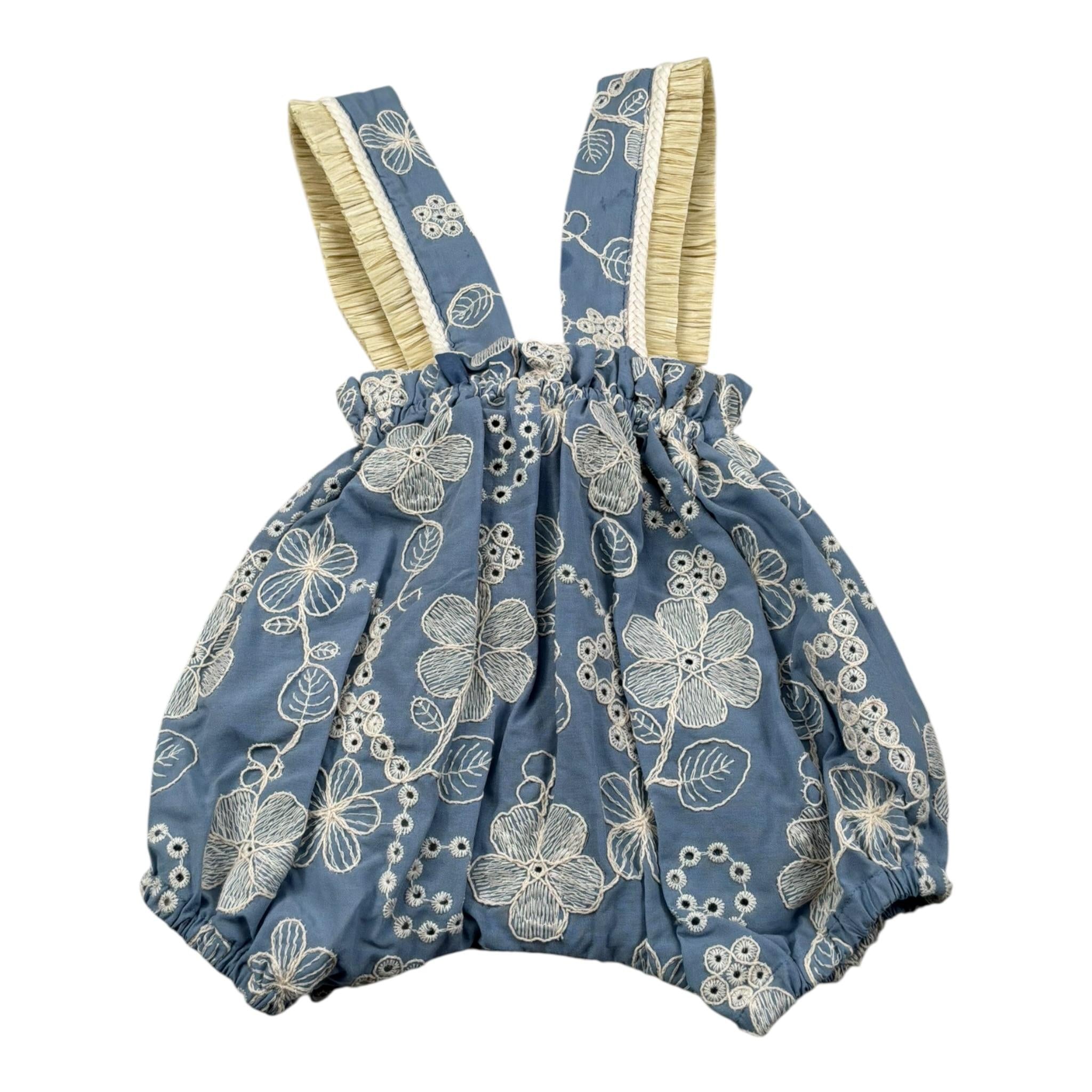 Coco' Et Mama' Salopette Tinta Unita con Ricami per Neonata MAIA AZZURRO COCO' ET MAMA' 