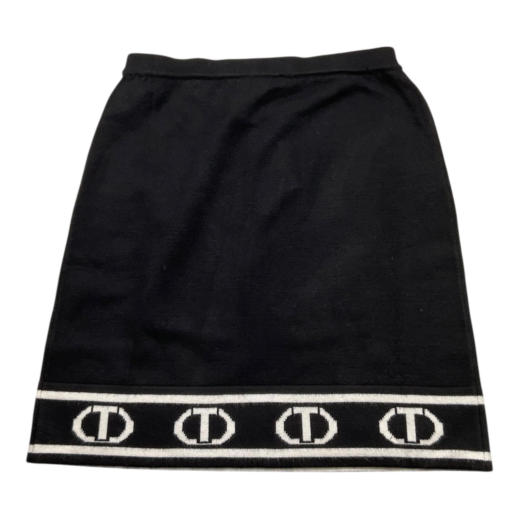 TWINSET gonna tinta unita con logo Nero per Bambina 242GJ3164 NERO TWINSET 