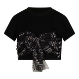 Marc Ellis T-Shirt Rundhalsausschnitt Crop Einfarbig Mit Applikation Schwarz Für Mädchen