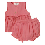 Teddy E Minou Abito Giromanica Tinta Unita con Culotte per Neonata E25CP044C0070 ROSA TEDDY E MINOU 