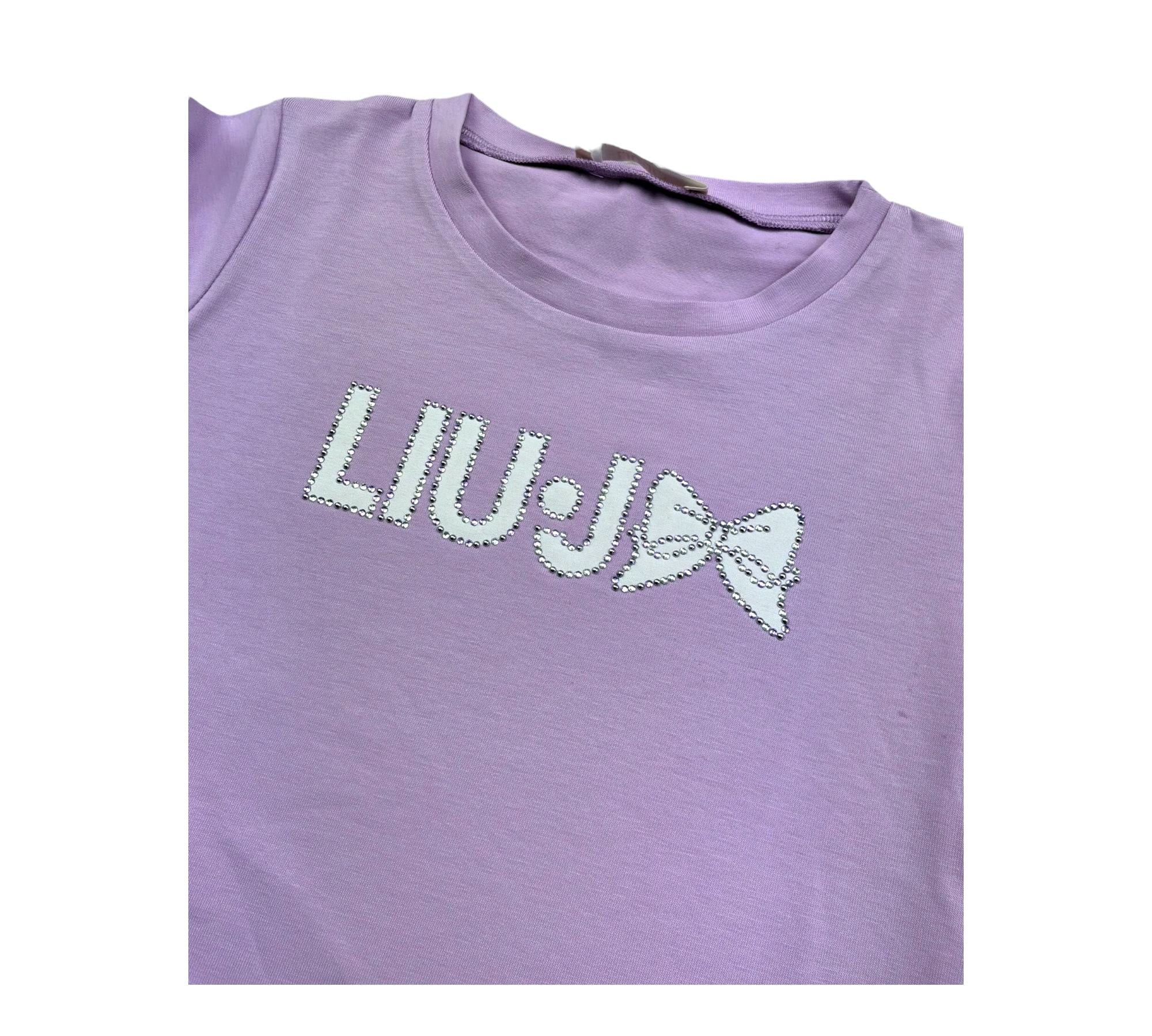 Liu Jo T-Shirt Girocollo Tinta Unita con Brillantini per Bambina KA5081X LILLA LIU JO 