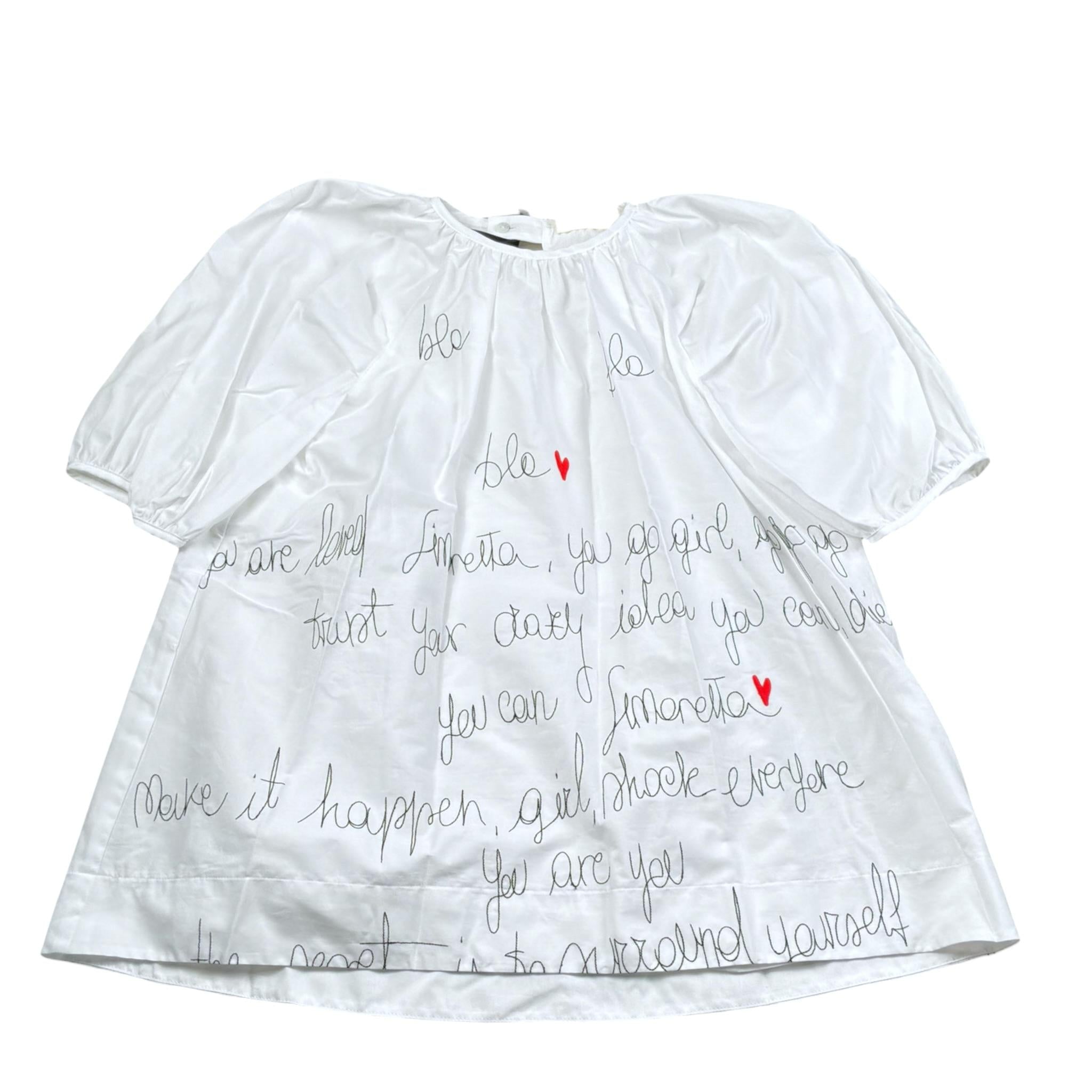 Simonetta Abito Tinta Unita con Stampa per Bambina SW1B53 BIANCO SIMONETTA 