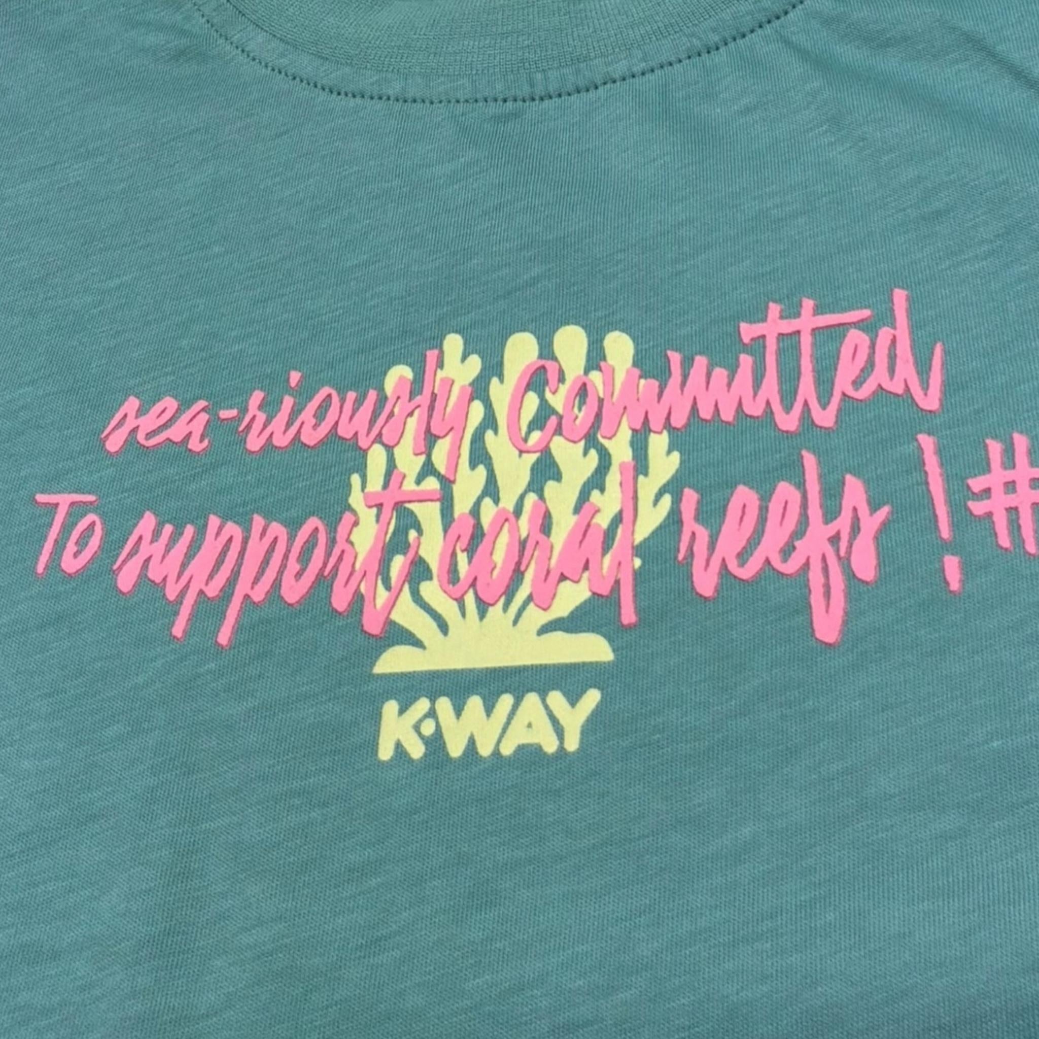 K-Way T-Shirt Girocollo Tinta Unita con Stampa per Bambina K2151PW VERDE K-WAY 