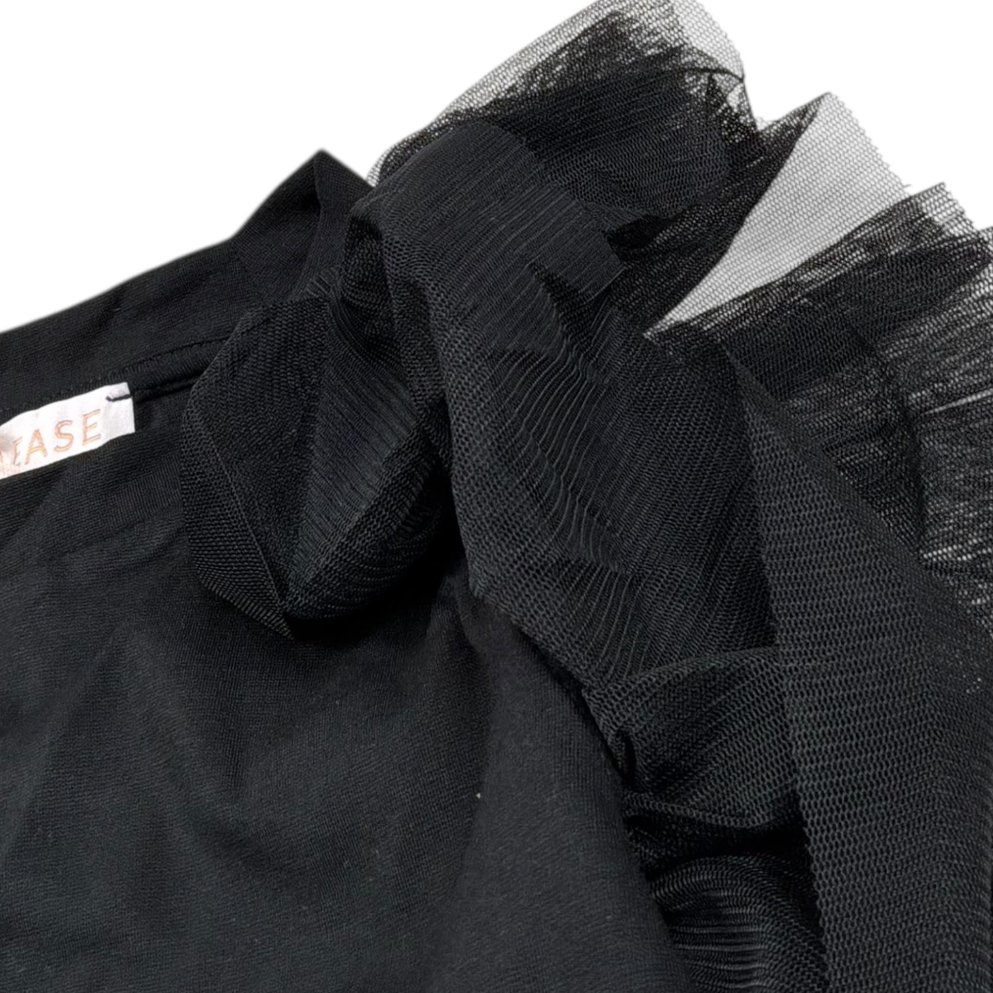 Please Felpa Tinta Unita con Tulle per Bambina LB03172G73 NERO PLEASE 