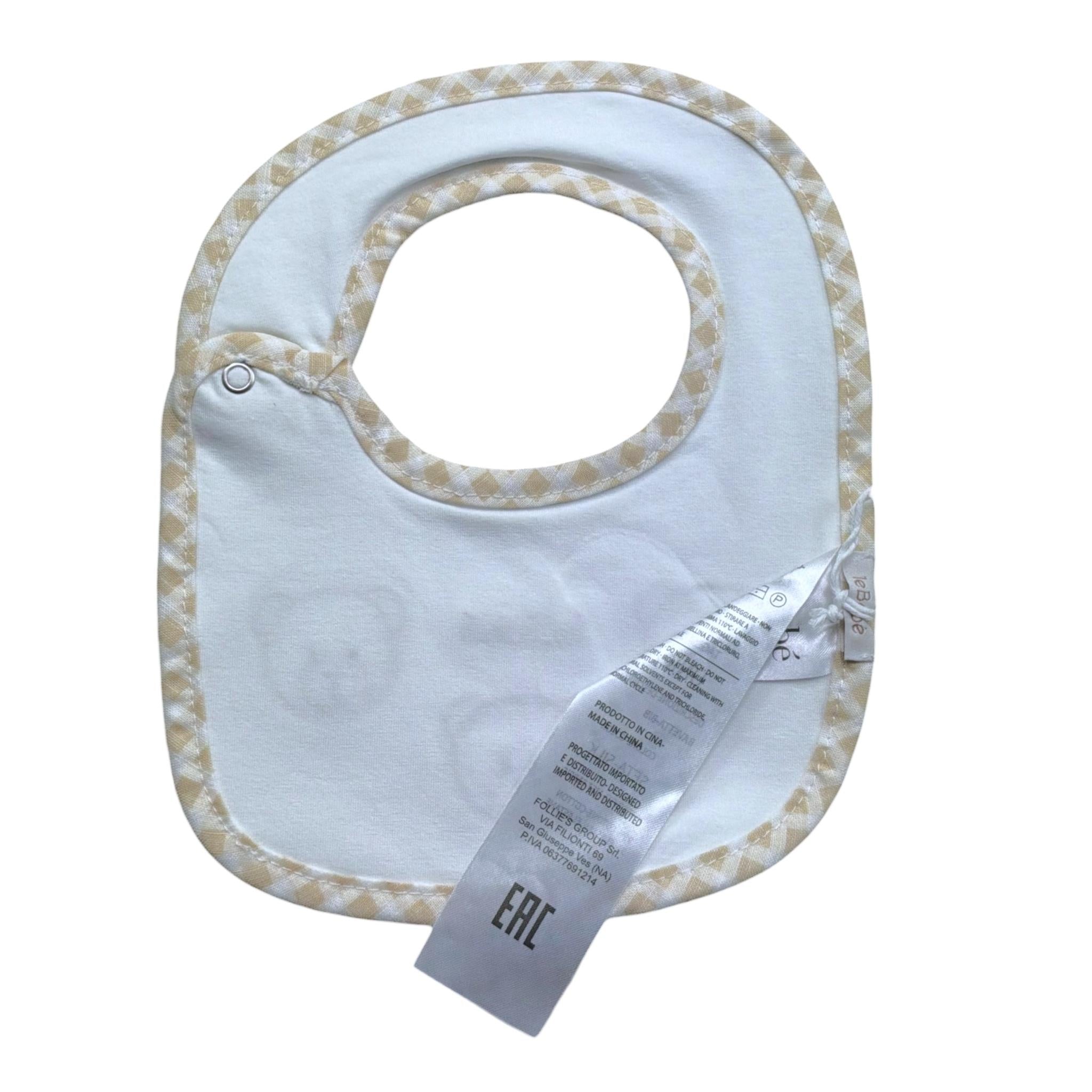 Le Bebe' Bavetta Tinta Unita con Stampa per Neonato LBB5286 BIANCO LE BEBE' 