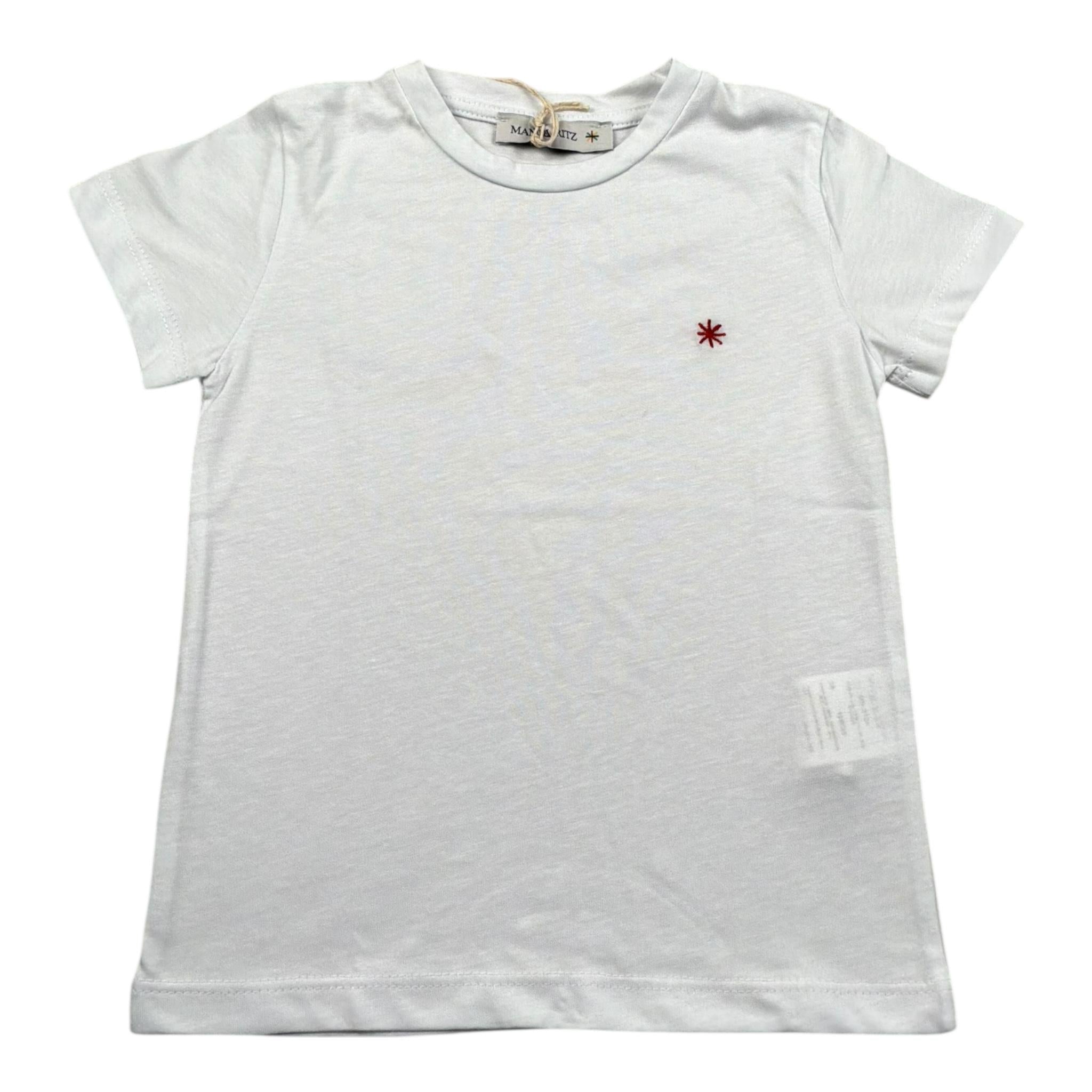 Manuel Ritz T-Shirt Girocollo Tinta Unita con Stampa per Bambino MR3124 BIANCO MANUEL RITZ 