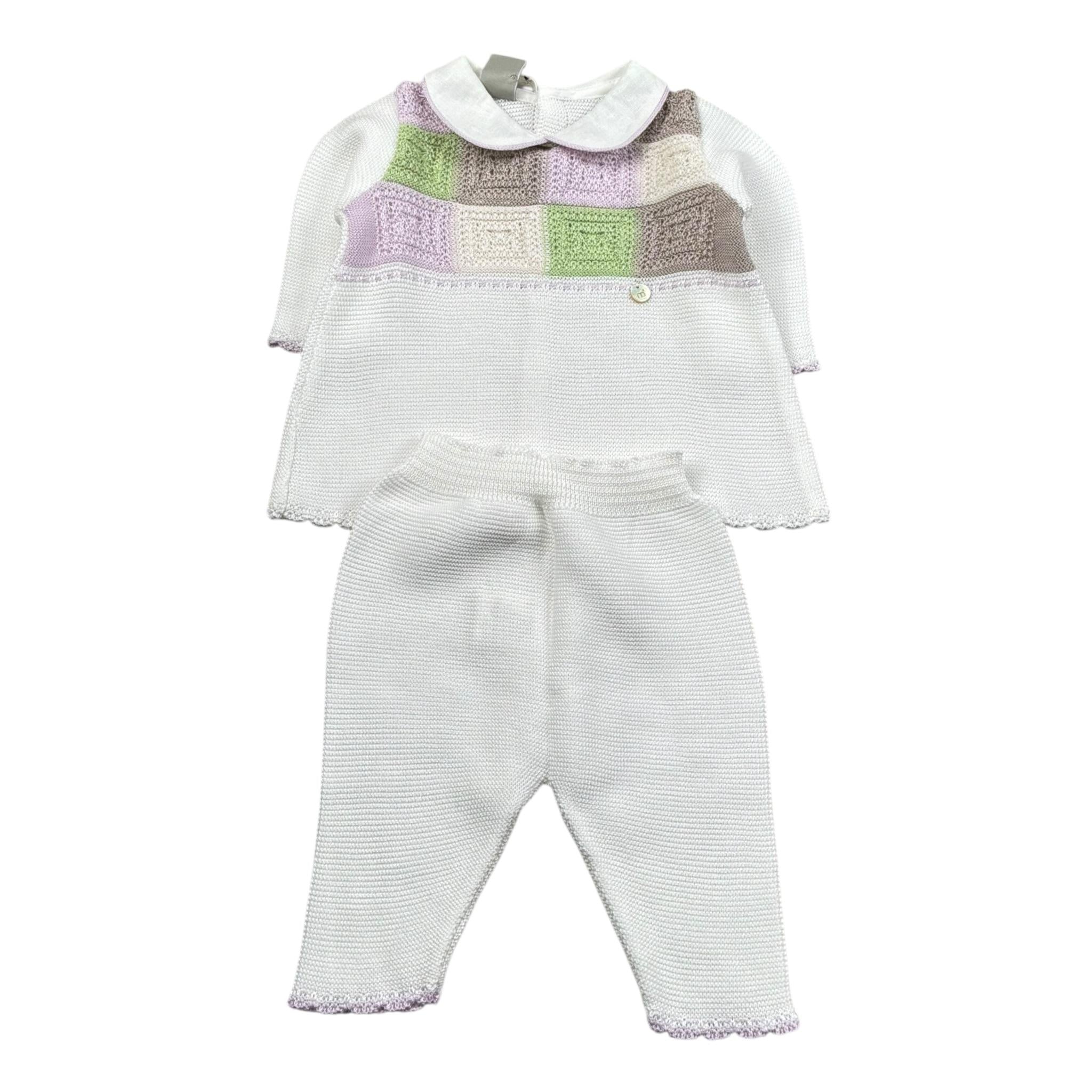 Marlu' Completo 2 Pezzi Maglia-Leggins Tinta Unita con Ricami per Neonata EP2619 BIANCO MARLU' 