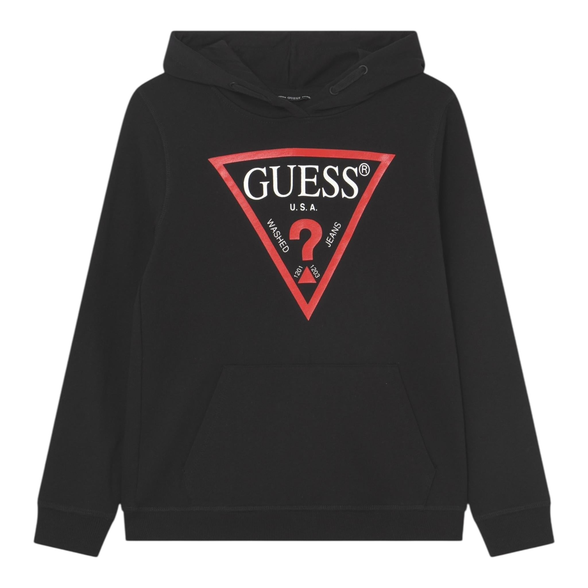 GUESS felpa chiusa con cappuccio tinta unita con logo Nero per Bambino L92Q09KAUG0 NERO GUESS 