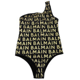 Balmain Costume Intero Tinta Unita con Stampe In Contrasto Nero per Bambina