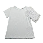 Manila Grace T-Shirt Girocollo Tinta Unita con Rouches per Bambina MG2655 BIANCO MANILA GRACE 