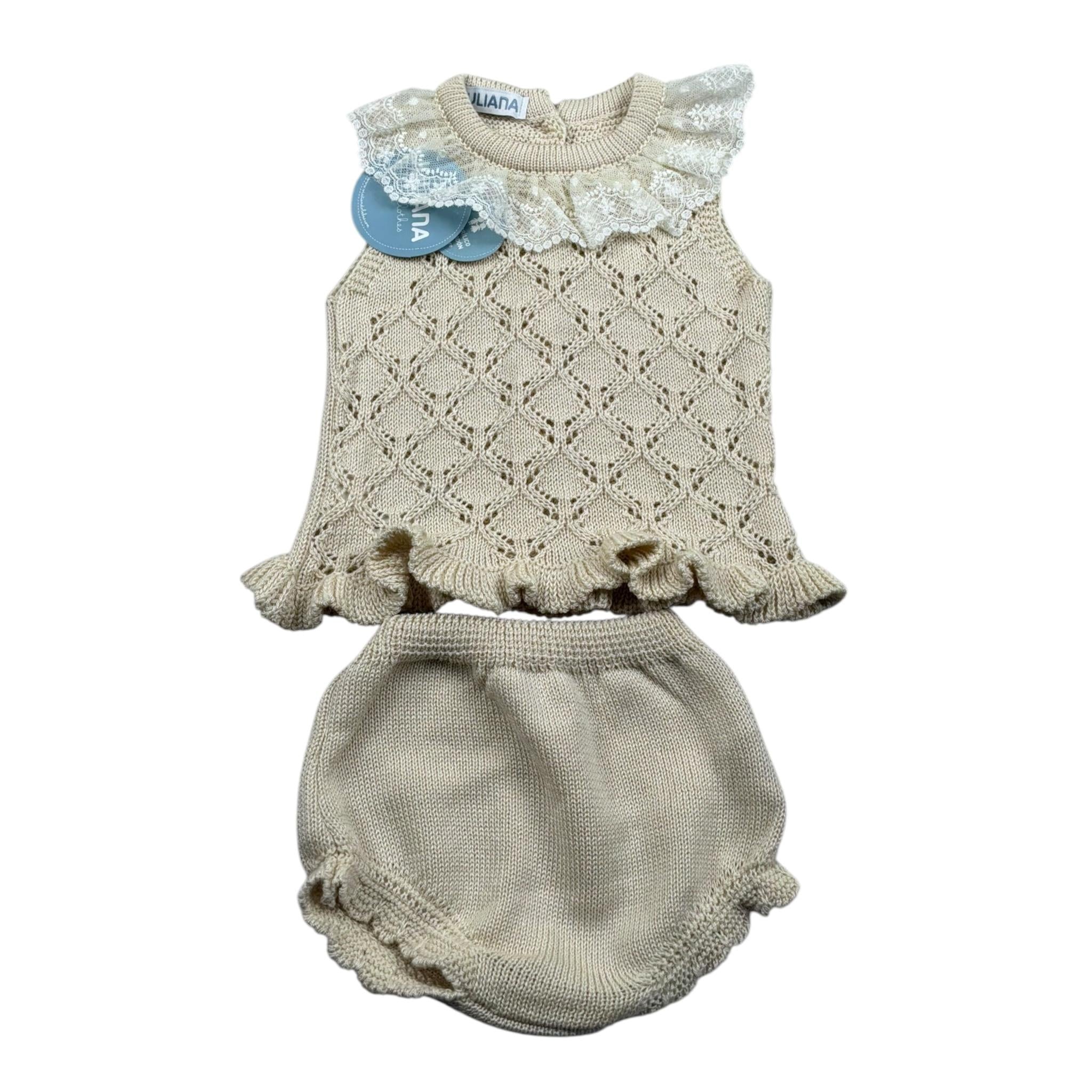 Juliana Completo 2 Pezzi Maglia-Culotte Tinta Unita per Neonata 25075 AVORIO JULIANA 