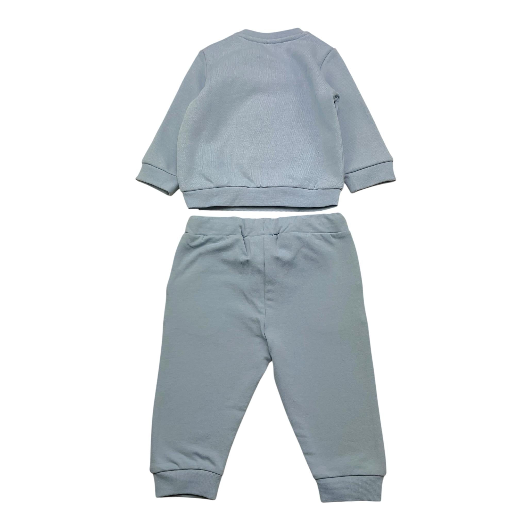 MINI BANDA completo 2pz tinta unita felpa-pantalone Azzurro per Neonato 3A656 AZZURRO MINI BANDA 
