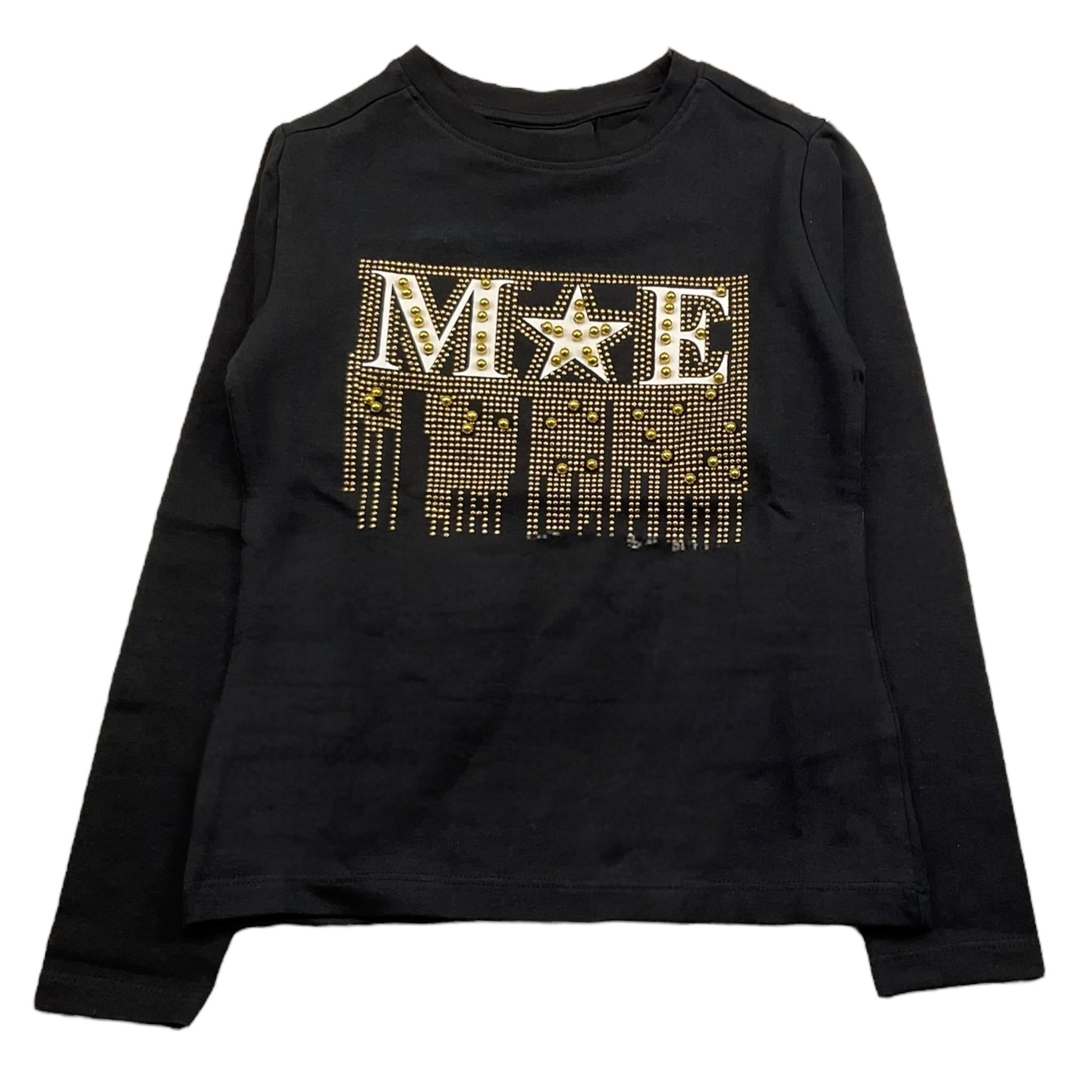 MARC ELLIS shirt girocollo tinta unita con brillantini Nero per Bambina JMJTS00168 NERO MARC ELLIS 