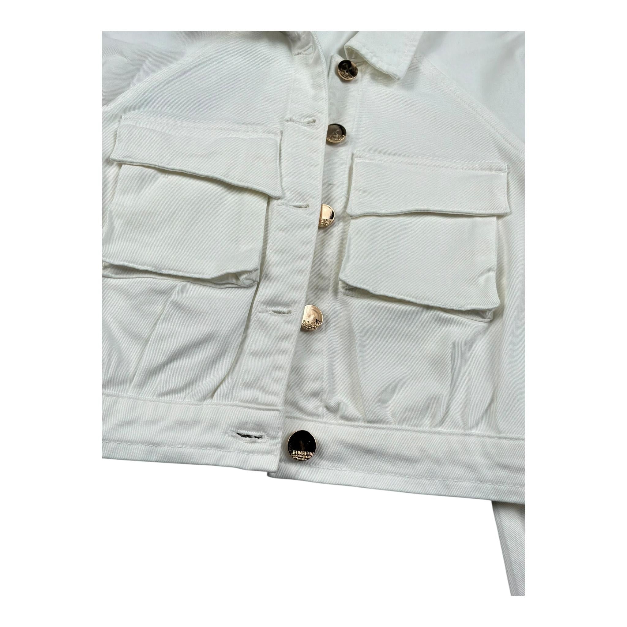 Fun & Fun Giubbino In Denim Tinta Unita per Bambina FJJK01270 BIANCO FUN & FUN 