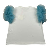 Vicolo T-Shirt tinta unita con Rouches Panna/Azzurro per Bambina 3146M00125 PANNA/AZZURRO VICOLO 