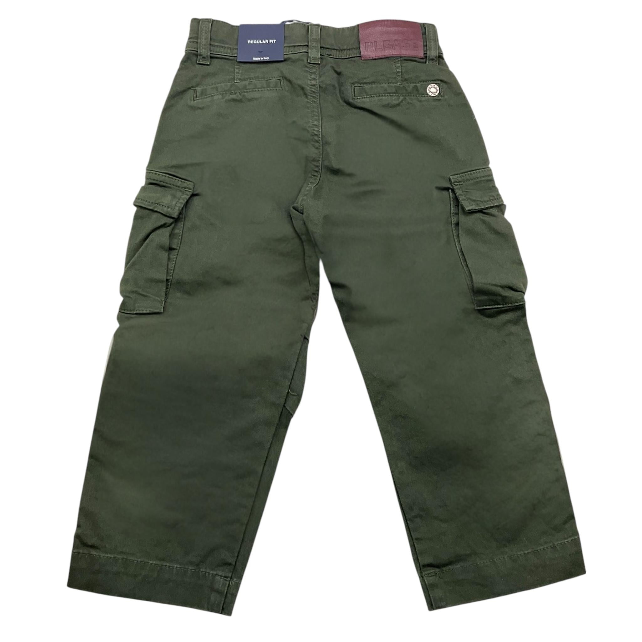 PLEASE pantalone tinta unita con tasconi Verde per Bambino PHS7132B66 VERDE PLEASE 
