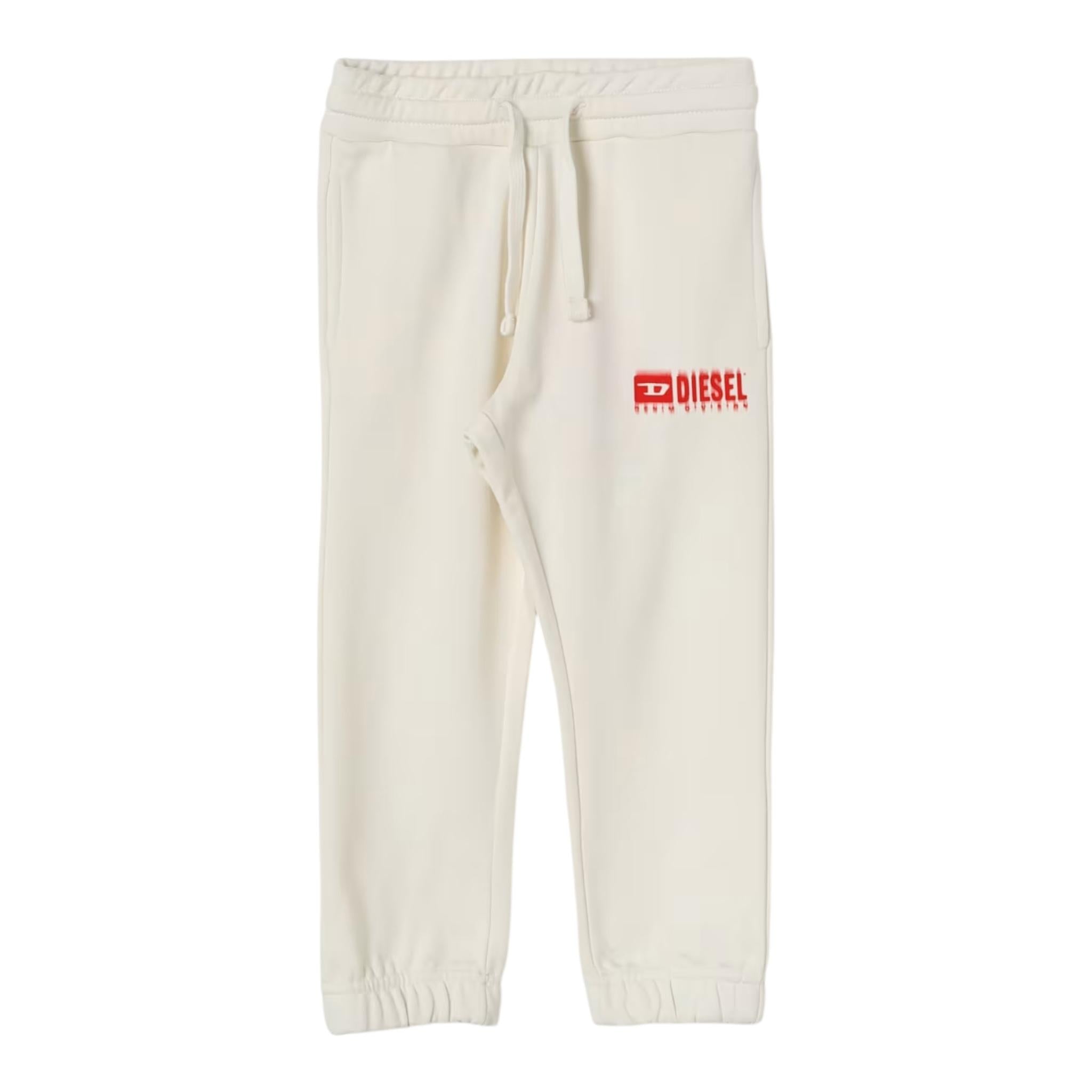 DIESEL pantalone tuta tinta unita con stampa logo Crema per Bambino J02041 CREMA DIESEL 