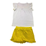 Yours Girl Completo T-Shirt-Short Bicolore Bianco/Giallo Per Bambina