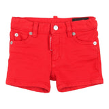 Dsquared2 Bermuda Tinta Unita Con 5 Tasche Rosso Per Bambino
