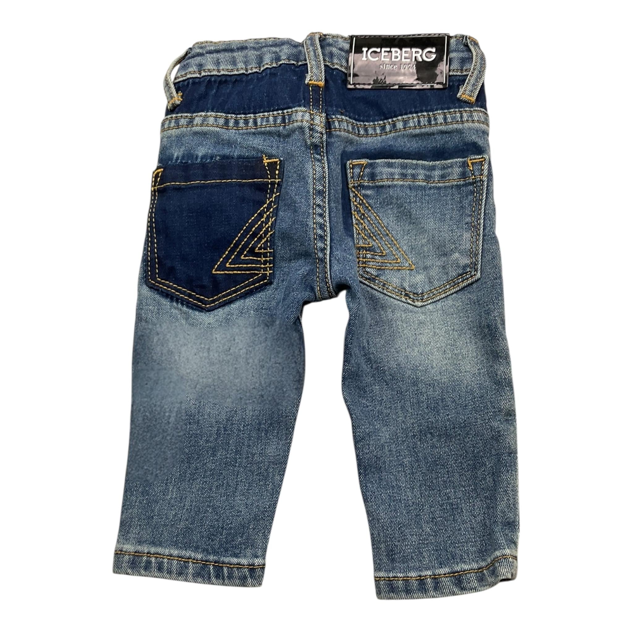 Iceberg Jeans Tinta Unita con Girovita Regolabile per Bambino PTICE4102B AZZURRO ICEBERG 