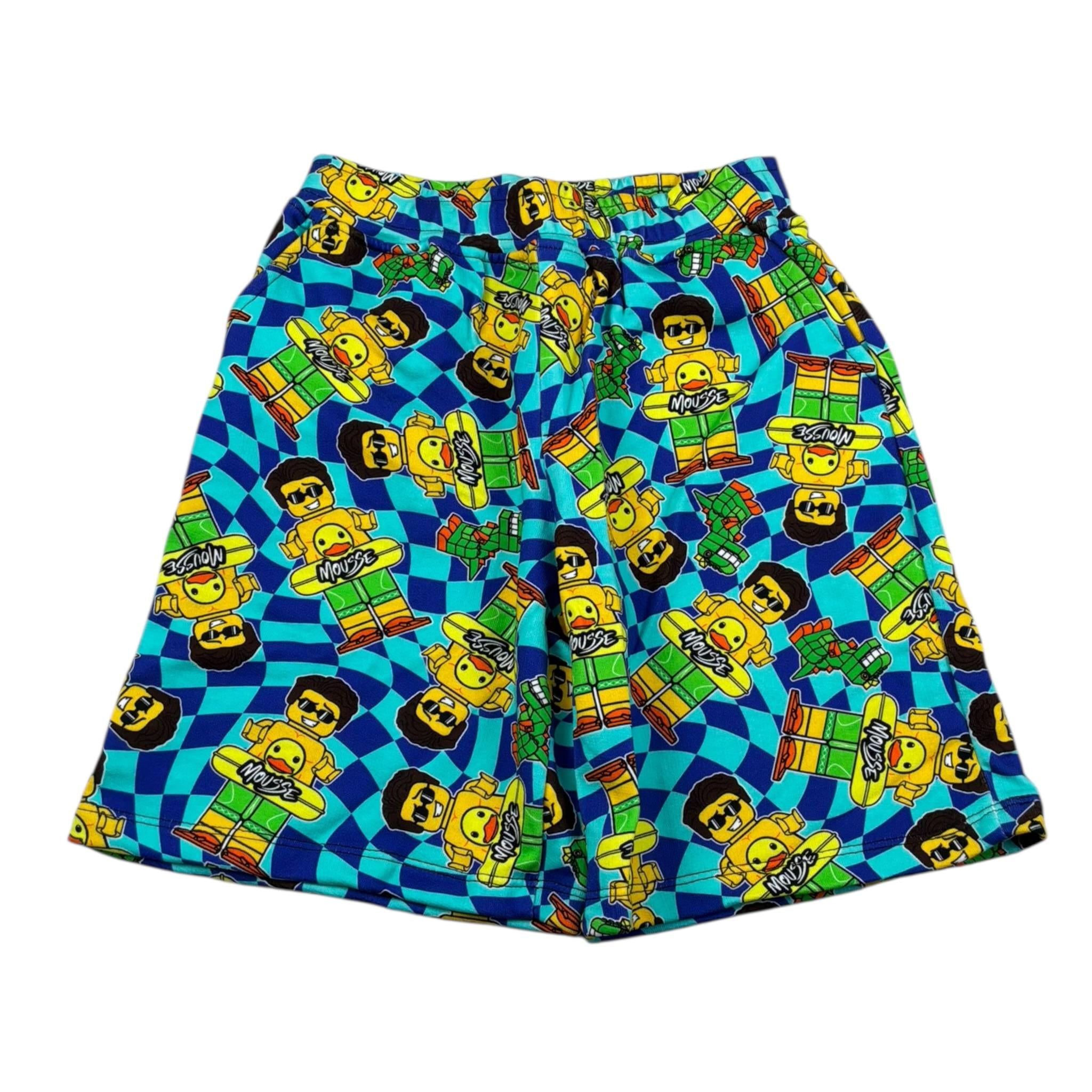 Mousse Bermuda Tinta Unita con Stampa E Elastico In Vita per Bambino DINOBEACHBE VERDE ACQUA MOUSSE 