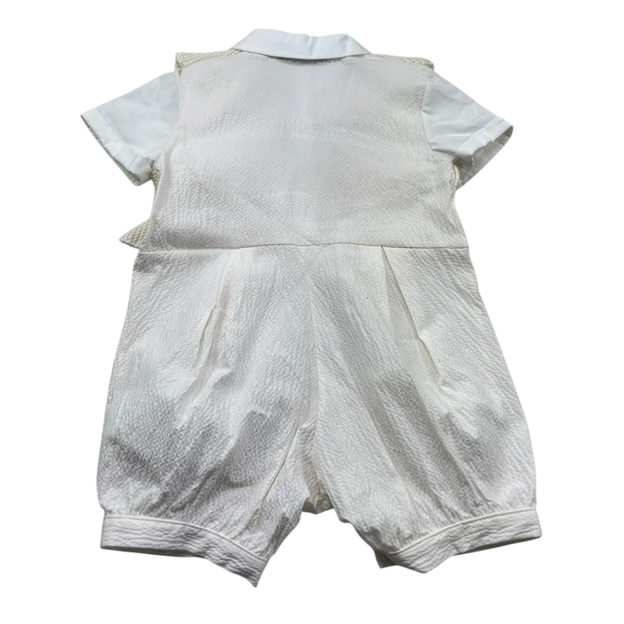 Monnalisa Pagliaccetto Tinta Unita Mezza Manica per Neonato 22A206 PANNA MONNALISA 