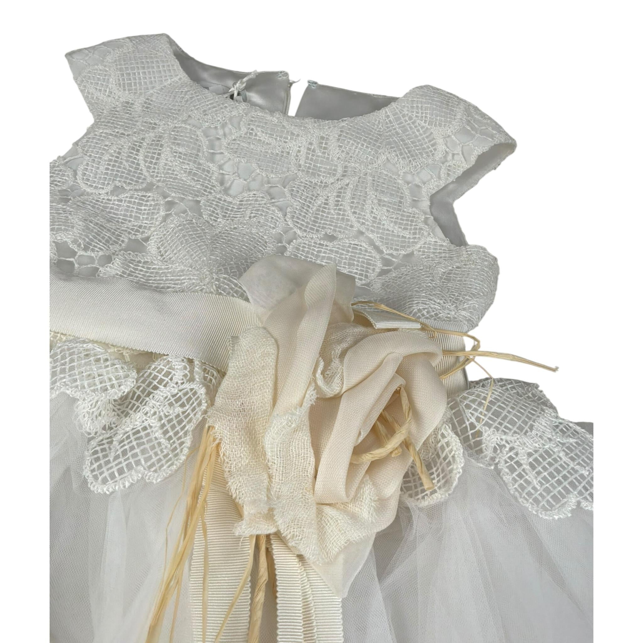 Raffaella Abit Cerimonia Tinta Unita con Tulle per Bambina BRIGITTE BIANCO RAFFAELLA 