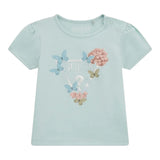 Guess T-Shirt Girocollo Tinta Unita con Logo per Neonata A5RI03K6YW4 VERDE ACQUA GUESS 