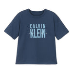 Calvin Klein T-Shirt Girocollo Tinta Unita con Stampa per Bambino IB0IB02448 BLU CALVIN KLEIN 