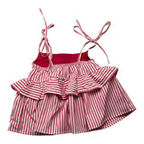 Janice Top Bretelline Fantasia A Righe Bianco/Rosa Per Bambina