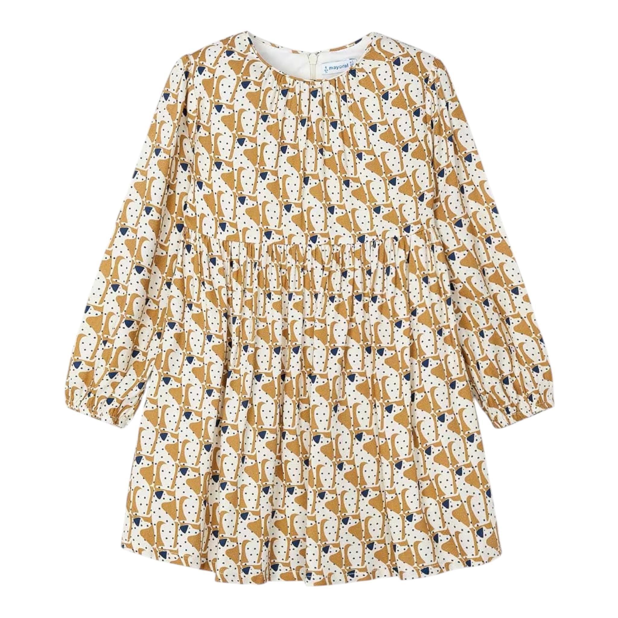 MAYORAL abito tinta unita con fantasia Beige per Bambina 4920 BEIGE MAYORAL 