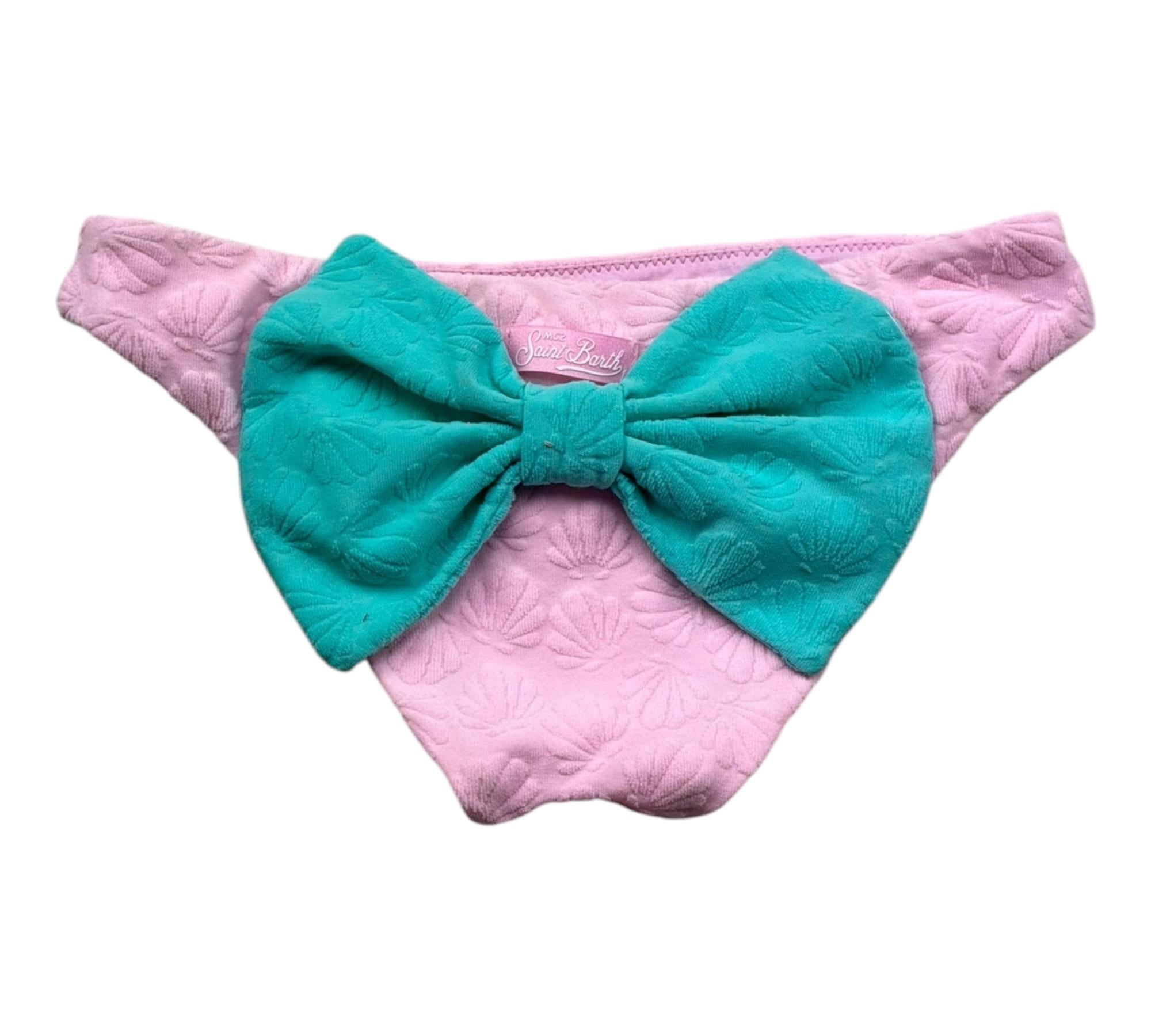 Saint Barth Costume Mutandina Tinta Unita con Fiocco per Bambina MADAME ROSA SAINT BARTH 