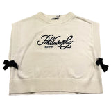 Philosophy Maglia Giromanica Tinta Unita con Stampa per Bambina I9E308X PANNA PHILOSOPHY 