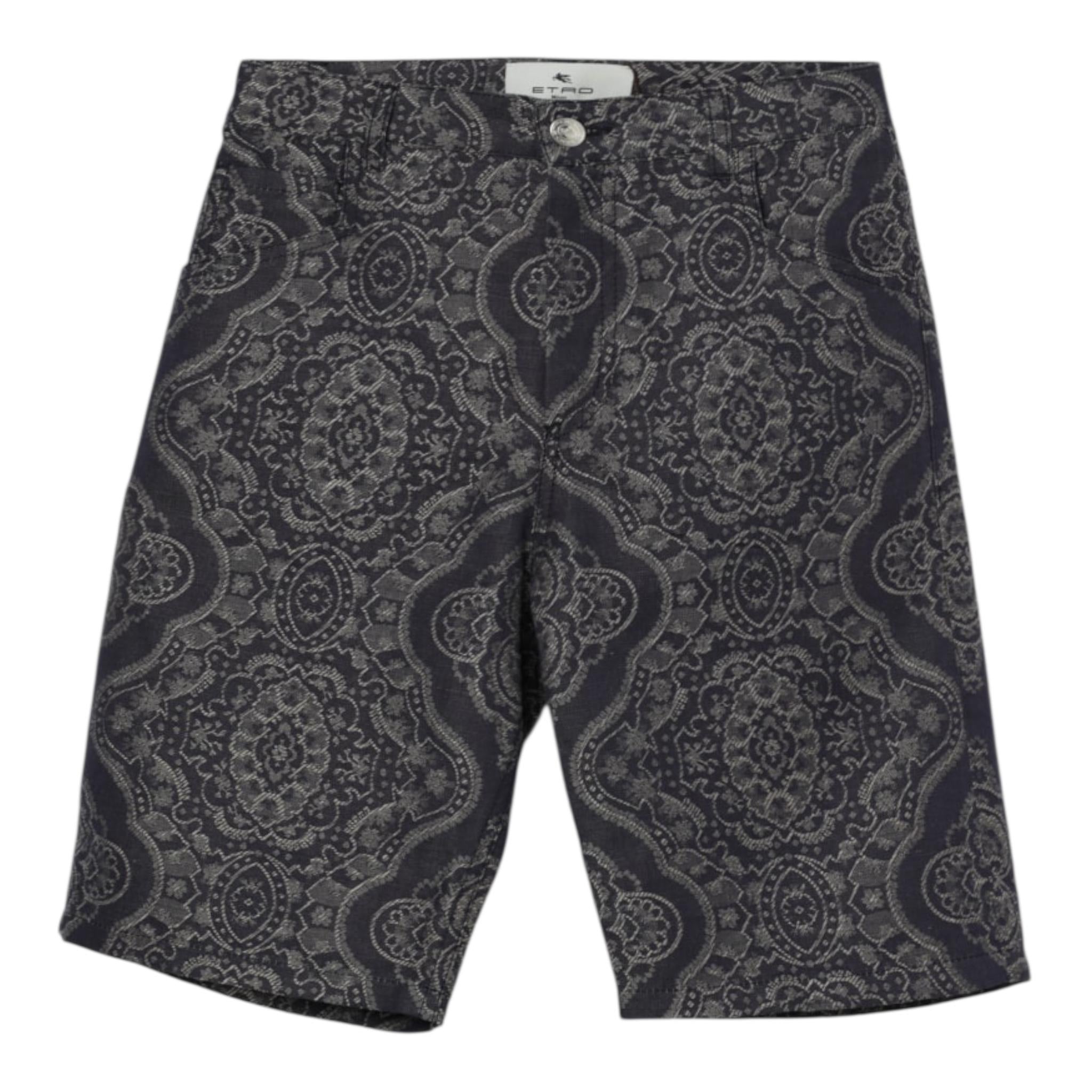 Etro Bermuda Tinta Unita con Fantasia per Bambino GW6P09 BLU ETRO 