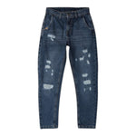 SARABANDA jeans tinta unita con strappi e girovita regolabile Blu per Bambino 0A534 BLU SARABANDA 