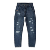 SARABANDA jeans tinta unita con strappi e girovita regolabile Blu per Bambino 0A534 BLU SARABANDA 