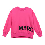 Maison Margiela Felpa Girocollo Tinta Unita Con Stampa Fuxia Per Bambina