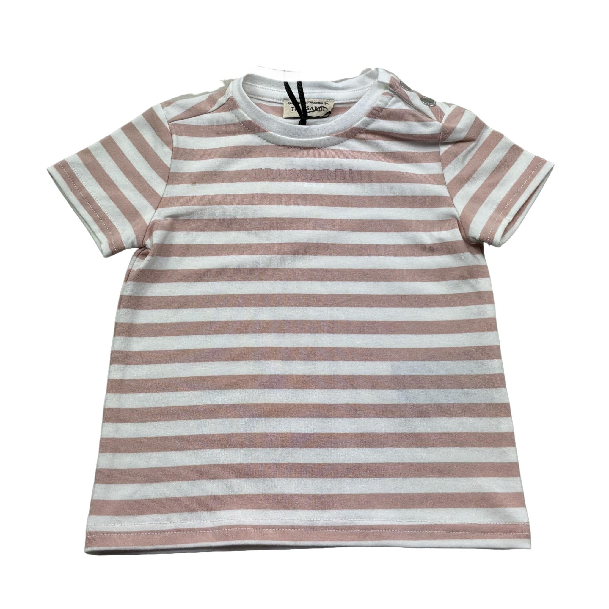 Trussardi T-Shirt Fantasia A Righe per Neonata TIP26121TS BIANCO/ROSA TRUSSARDI 