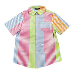 Daniele Alessandrini Camicia Tinta Unita con Fantasia A Righe Mezza Manica per Bambino 1236C00295 BIANCO DANIELE ALESSANDRINI 