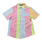 Daniele Alessandrini Camicia Tinta Unita con Fantasia A Righe Mezza Manica per Bambino 1236C00295 BIANCO DANIELE ALESSANDRINI 