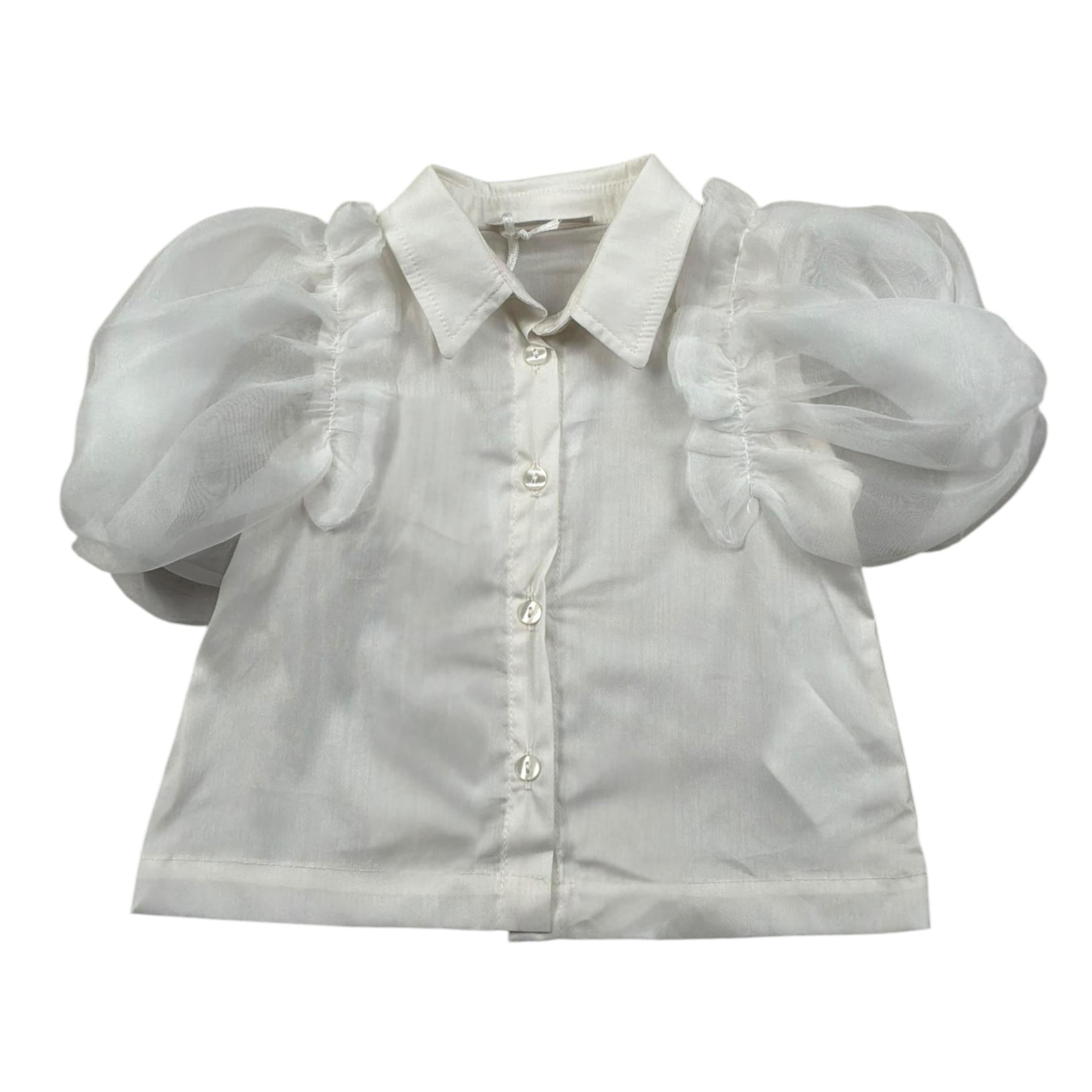Miss Grant Camicia Mezza Manica Tinta Unita per Bambina MG1238J BIANCO MISS GRANT 