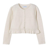 Mayoral Cardigan Tinta Unita con Rouches per Bambina 3374 AVORIO MAYORAL 