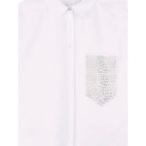 Lanvin Camicia Mezza Manica Tinta Unita con Stampa per Bambina N30196 BIANCO LANVIN 