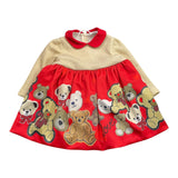 ILLIANA abito bicolore con stampa e colletto Rosso/beige per Neonata 200F ROSSO/BEIGE ILLIANA 