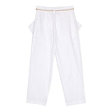 Miss Blumarine Pantalone Tinta Unita Con Rouche Bianco Per Bambina