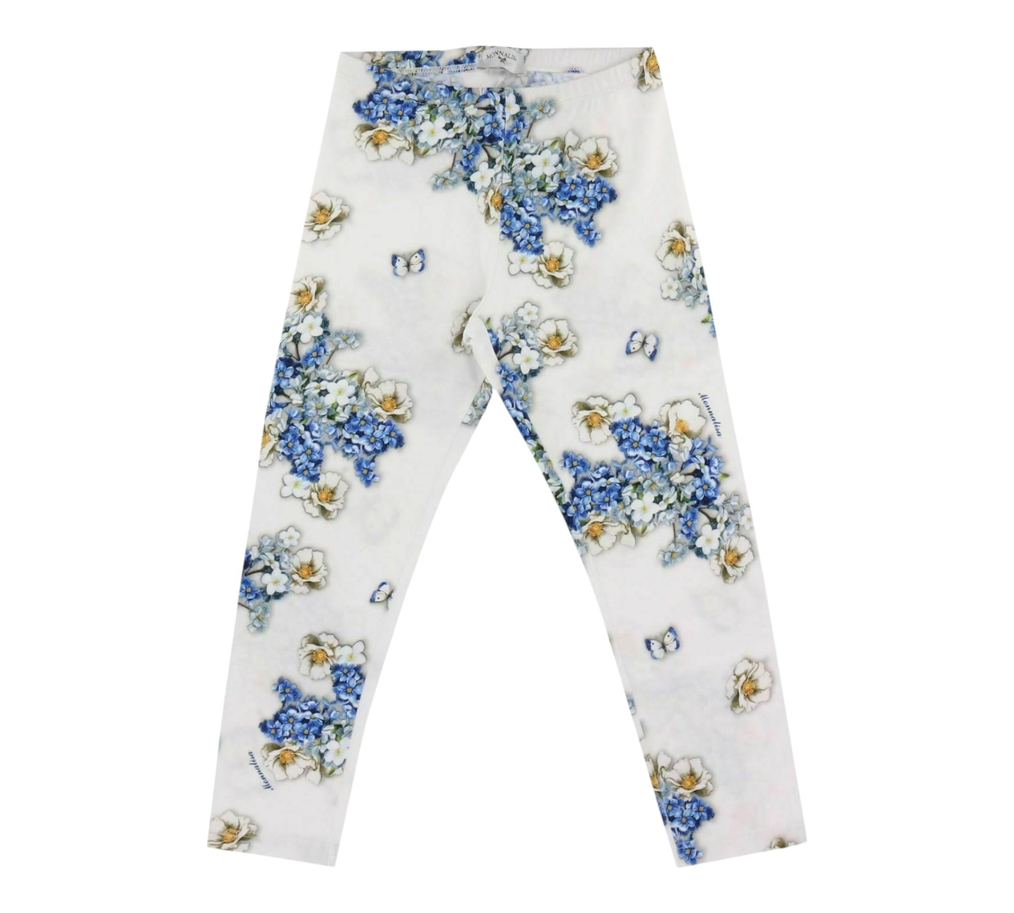 Monnalisa Leggins Tinta Unita Fantasia Floreale per Bambina 111408 BIANCO MONNALISA 