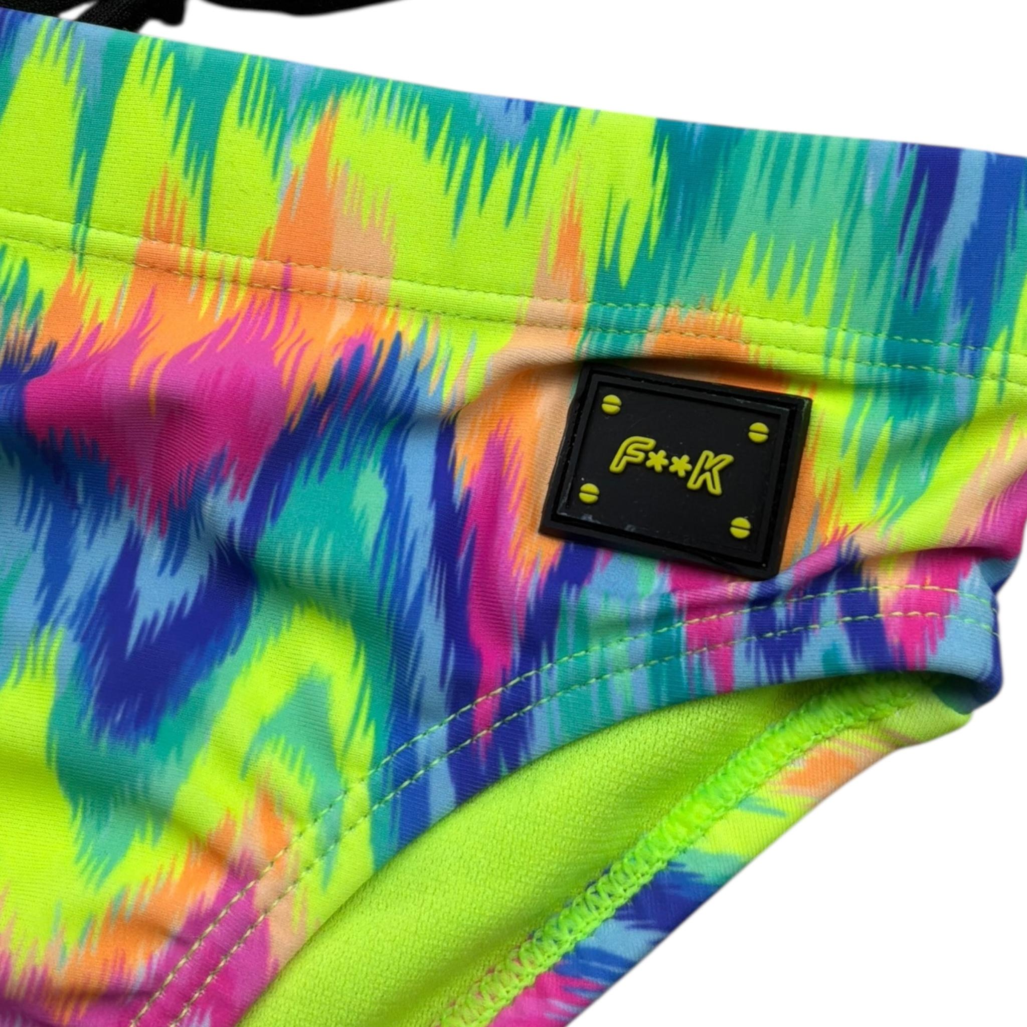 F**K Costume Modello Slip Tinta Unita con Stampa per Bambino FJ244020X02 VERDE FLUO F**K 