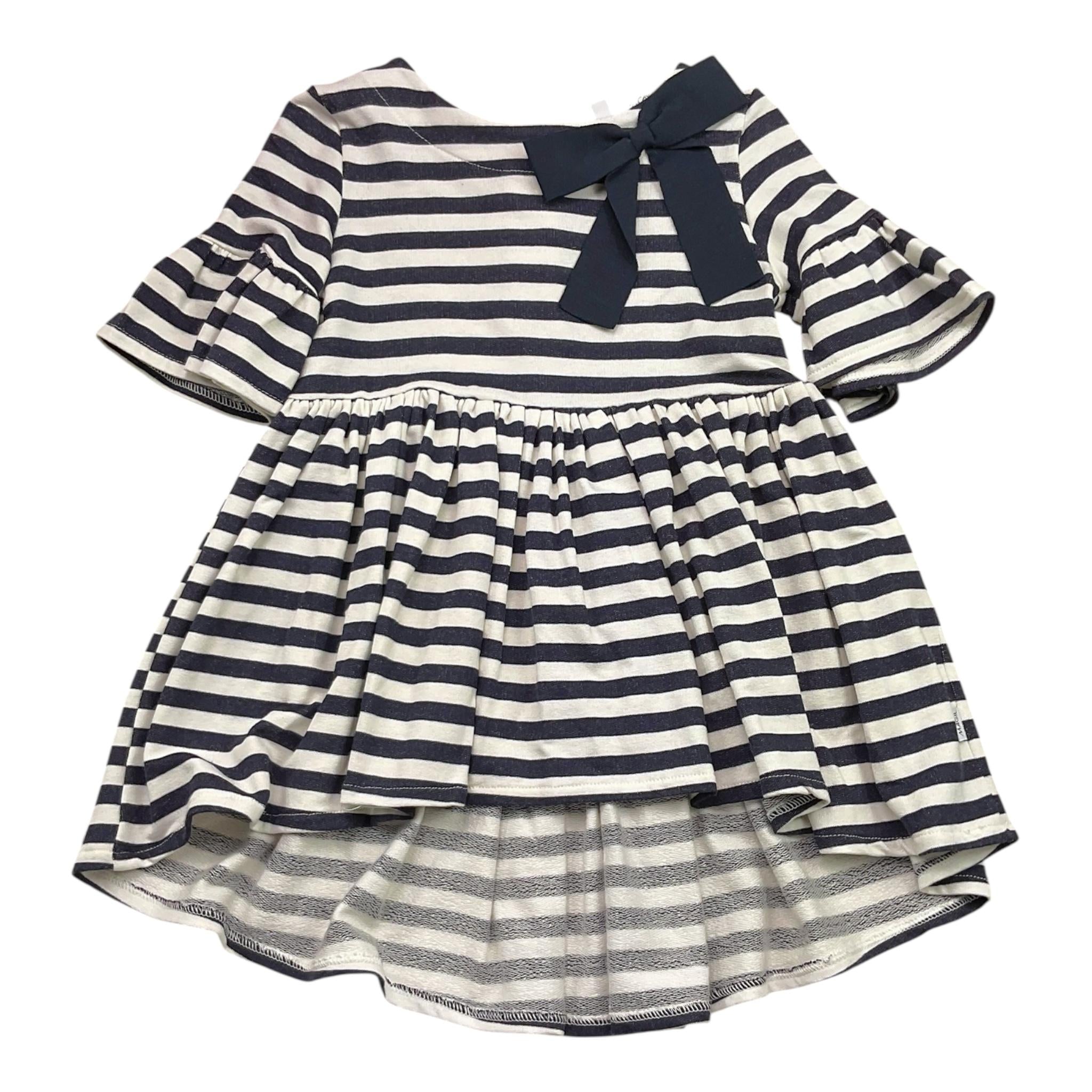 Magil Abito Tinta Unita con Fantasia A Righe per Neonata ZM20115 BIANCO MAGIL 